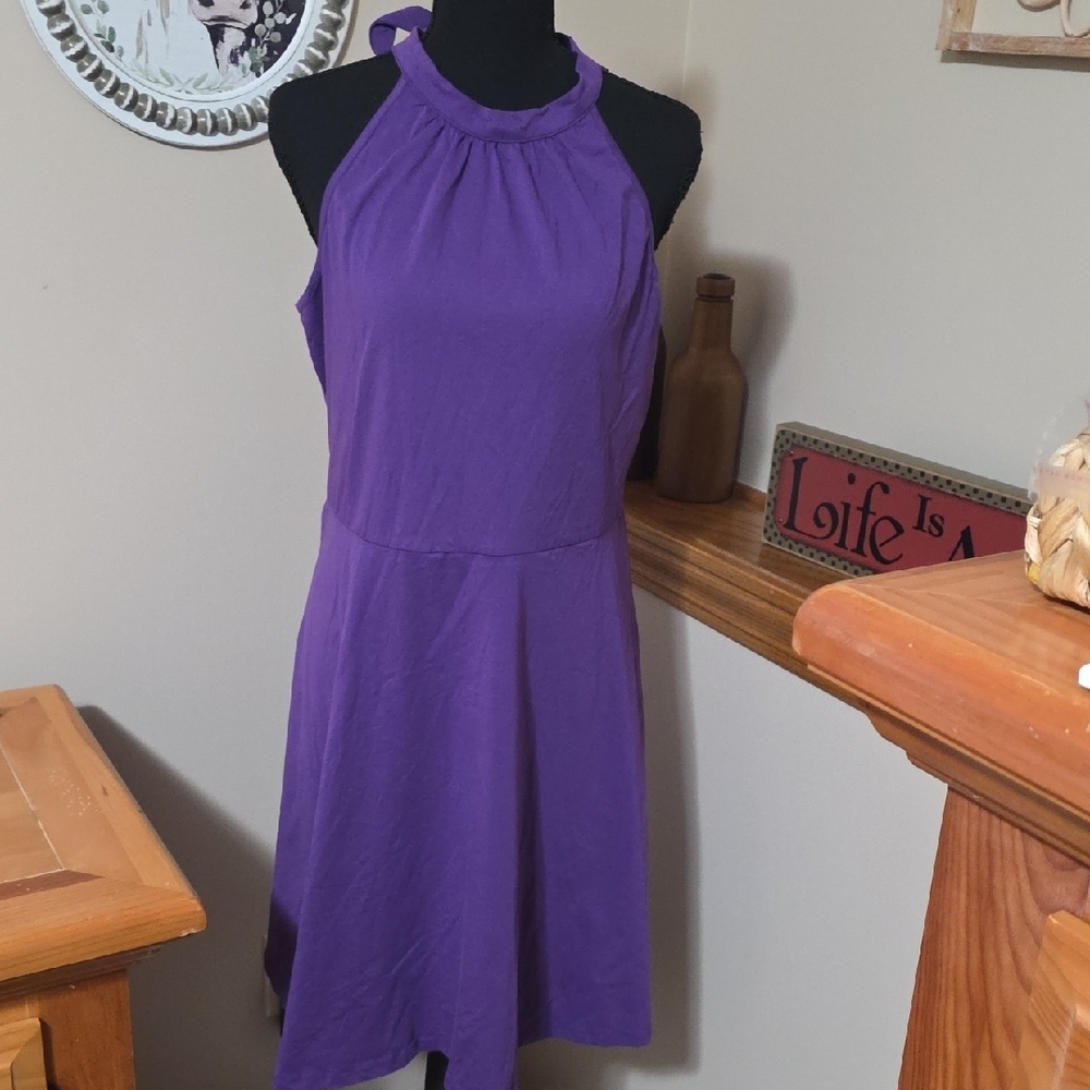 Chic Purple Halter Midi Dress
